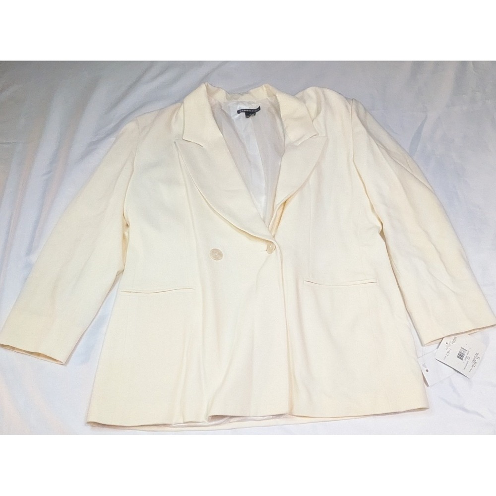 Theo Miles Blazer Women 16 Ivory NWT 100% Virgin Wool Double Breasted 2131-1